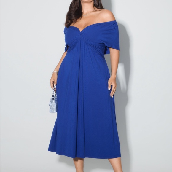 Dresses & Skirts - Elegant Blue Off-Shoulder Dress